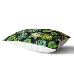 - dikdortgen-2038-1 - Realhomes  Siyah Zemin Yapraklar Özel Tasarım Dikdörtgen Yastık Kırlent Kılıfı Realhomes