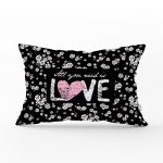 - dikdortgen-2042 - Realhomes Beyaz Çiçekler Love Desenli Dekoratif Dikdörtgen Yastık Kırlent Kılıfı Realhomes