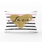 - dikdortgen-2131 - Realhomes Love Yaldızlı Kalp Desenli Dijital Baskılı Modern Dikdörtgen Yastık Kılıfı Realhomes