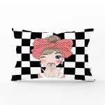 - dikdortgen-2229 - Realhomes  Damalı Fashion Gırl Dijital Baskılı Modern Dikdörtgen Yastık Kılıfı Realhomes