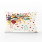 - dikdortgen-223 - Realhomes Baykuş Desenli Dijital Baskılı Dekoratif Dikdörtgen Yastık Kırlent Kılıfı Realhomes