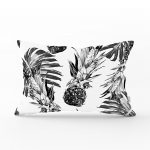 - dikdortgen-2361 - Realhomes Ananas ve Palmiye Yaprakları Dekoratif Dikdörtgen Yastık Kırlent Kılıfı Realhomes