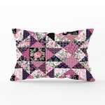 - dikdortgen-2372 - Realhomes  Mürdüm Renk Patchwork Desenli Dekoratif Dikdörtgen Yastık Kırlent Kılıfı Realhomes