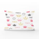 - dikdortgen-2421 - Realhomes Pudra Renk Prenses Taç Motifli Dijital Baskılı Dikdörtgen Yastık Kırlent Kılıfı Realhomes