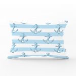 Mavi Beyaz Denizci Dijital Baskılı Dikdörtgen Yastık Kırlent Kılıfı Realhomes