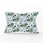 - dikdortgen-2441 - Realhomes Mavi Geometrik Palmiye Desenleri Dekoratif Dikdörtgen Yastık Kılıfı Realhomes