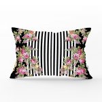 - dikdortgen-2516 - Realhomes Siyah Beyaz Sütun Temalı Sümbül Motifli Dekoratif Dikdörtgen Yastık Kırlent Kılıfı Realhomes