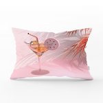 - dikdortgen-3012 - Realhomes Palmiye ve Kadeh Resimli Dijital Baskılı Dikdörtgen Yastık Kırlent Kılıfı Realhomes