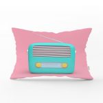 Nostaljik Radyo Temalı Dijital Baskılı Dikdörtgen Yastık Kırlent Kılıfı Realhomes