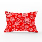 - dikdortgen-3025 - Realhomes Kırmızı Zeminde Beyaz Kar Taneleri Dijital Baskılı Yastık Kırlent Kılıfı Realhomes