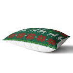 - dikdortgen-3033-1 - Realhomes Yeşil Zeminde Yılbaşı Geyikleri Desenli Dekoratif Dikdörtgen Yastık Kırlent Kılıfı Realhomes
