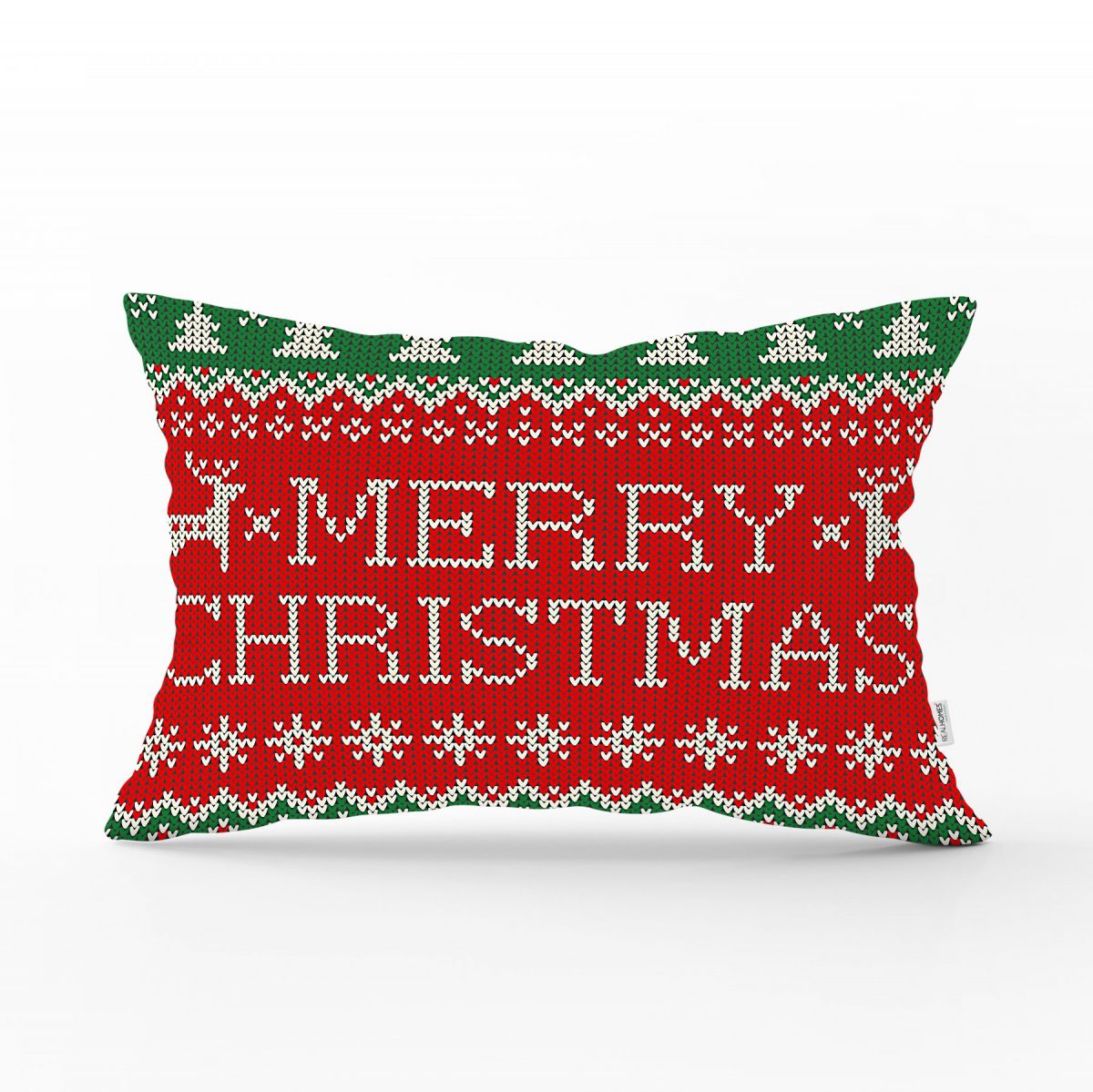 Merry Christmas Motifli Dijital Baskılı Dikdörtgen Yastık Kırlent Kılıfı Realhomes
