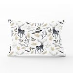 - dikdortgen-3043 - Realhomes Ekru Zeminli Geyik ve Yaprak Motifler iDijital Baskılı Dikdörtgen Yastık Kırlent Kılıfı Realhomes