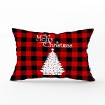 Siyah Kırmızı Ekose Desenli Yılbaşı Temalı Dekoratif Dikdörtgen Yastık Kırlent Kılıfı Realhomes