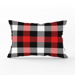 - dikdortgen-3080 - Realhomes Siyah Kırmızı Beyaz Ekose Desenli Dekoratif Dikdörtgen Yastık Kırlent Kılıfı Realhomes