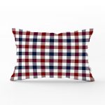 Bordo Lacivert Ekose Desenli Dekoratif Dikdörtgen Yastık Kırlent Kılıfı Realhomes