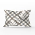 - dikdortgen-3087 - Realhomes Gri Krem Ekose Desenli Dijital Baskılı Dekoratif Dikdörtgen Yastık Kırlent Kılıfı Realhomes