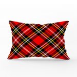 Kırmızı Zeminli Ekose Desenli Dekoratif Dikdörtgen Yastık Kırlent Kılıfı Realhomes
