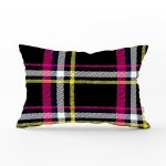 - dikdortgen-3091 - Realhomes  Siyah Sarı Pembe Ekose Desenli Dijital Baskılı Dekoratif Dikdörtgen Yastık Kırlent Kılıfı Realhomes