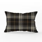 - dikdortgen-3093 - Realhomes Siyah Zeminli Ekose Desenli Dijital Baskılı Dekoratif Dikdörtgen Yastık Kırlent Kılıfı Realhomes