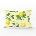 - dikdortgen-3096 - Realhomes Krem Zeminli Limon Desenli Dekoratif Dikdörtgen Yastık Kırlent Kılıfı Realhomes