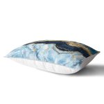 Altın Varaklı Mavi Zeminli Modern Dikdörtgen Yastık Kırlent Kılıfı Realhomes