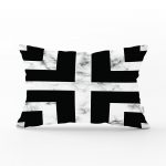 Mermer Zeminli Siyah Geometrik Desenli Modern Dikdörtgen Yastık Kırlent Kılıfı Realhomes