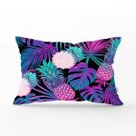 - dikdortgen-3158 - Realhomes Lacivert Tropikal Desenli Dijital Baskılı Dikdörtgen Yastık Kırlent Kılıfı Realhomes
