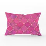 - dikdortgen-3174 - Realhomes  Pembe Altın Varaklı Ogea Desenli Dekoratif Dikdörtgen Yastık Kırlent Kılıfı Realhomes