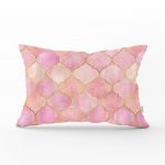 - dikdortgen-3186 - Realhomes  Pudra Zeminli Ogea Desenli Özel Tasarım Modern Dikdörtgen Yastık Kırlent Kılıfı Realhomes