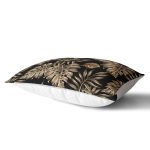 Siyah Zeminde Altın Renkli Yapraklar Desenli Dikdörtgen Yastık Kırlent Kılıfı Realhomes