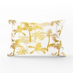 Altın Renkte Palmiyeler Özel Tasarımlı Dikdörtgen Yastık Kırlent Kılıfı Realhomes