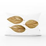 3D Altın Yapraklar Özel Tasarımlı Modern Dikdörtgen Yastık Kırlent Kılıfı Realhomes