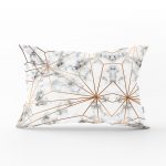 Mermer Zeminde Altın Geometrik Şekiller Özel Tasarımlı Dikdörtgen Yastık Kırlent Kılıfı Realhomes