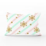 - dikdortgen-3227 - Realhomes Pembe Mavi Zeminde Kar Tanesi Detaylı Modern Dikdörtgen Yastık Kırlent Kılıfı Realhomes