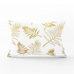 Altın Detaylı 3D Yaprak Desenli Modern Dikdörtgen Yastık Kırlent Kılıfı Realhomes