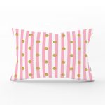 - dikdortgen-3232 - Realhomes Pembe Çizgili Altın Puanlı Özel Tasarımlı Dikdörtgen Yastık Kırlent Kılıfı Realhomes