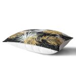 - dikdortgen-3233-1 - Realhomes Siyah Zeminde Palmiye Yaprakları Özel Tasarım Dikdörtgen Yastık Kırlent Kılıfı Realhomes