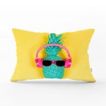 - dikdortgen-3234 - Realhomes Sarı Zeminli Ananas Detaylı Modern Dikdörtgen Yastık Kırlent Kılıfı Realhomes