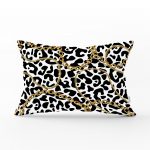- dikdortgen-3239 - Realhomes  Leopar Desenli Altın Detaylı Özel Tasarım Modern Dikdörtgen Yastık Kırlent Kılıfı Realhomes