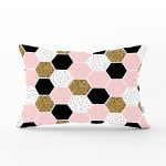 - dikdortgen-3247 - Realhomes Geometrik Petek Desenli Altın Detaylı Modern Dikdörtgen Yastık Kırlent Kılıfı Realhomes