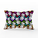 - dikdortgen-3250 - Realhomes Siyah Zigzag Temalı Ananas Desenli Modern Dikdörtgen Yastık Kırlent Kılıfı Realhomes