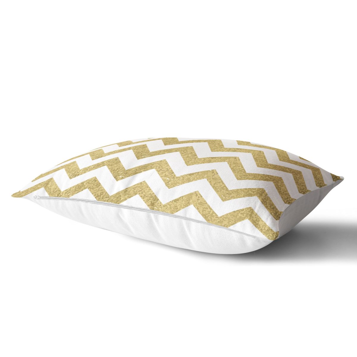 Zigzag Altın Kabartma Desenli Modern Tasarımlı Dikdörtgen Yastık Kırlent Kılıfı Realhomes