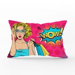 Pempe Pop Art Wow Tasarımlı Dekoratif Dikdörtgen Yastık Kırlent Kılıfı Realhomes