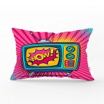 - dikdortgen-3280 - Realhomes Pop Art Wow TV Desenli Dekoratif Dikdörtgen Yastık Kırlent Kılıfı Realhomes