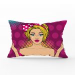 - dikdortgen-3291 - Realhomes  Fuşya Puanlı Popart Desenli Dekoratif Dikdörtgen Yastık Kırlent Kılıfı Realhomes