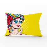 - dikdortgen-3292 - Realhomes  Sarı Zeminli Summer Popart Tasarımlı Dekoratif Dikdörtgen Yastık Kırlent Kılıfı Realhomes
