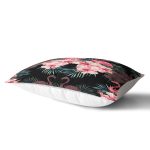 - dikdortgen-3314-1 - Realhomes Siyah Zeminde Lilyum ve Flamingo Özel Tasarım Dikdörtgen Yastık Kırlent Kılıfı Realhomes