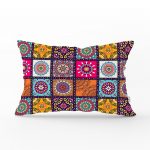 Kareli Etnik Desenli Özel Tasarım Dikdörtgen Yastık Kırlent Kılıfı Realhomes