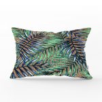 - dikdortgen-3326 - Realhomes Çuval Zeminde Renkli Yapraklar Desenli Dekoratif Dikdörtgen Yastık Kırlent Kılıfı Realhomes